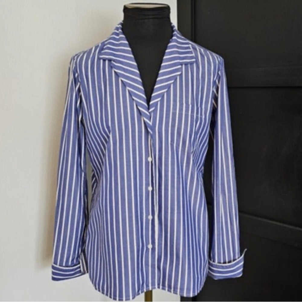 Ralph Lauren Blue & White Striped Button-Front Blouse